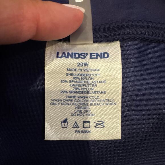 Lands End Solid Blue Bikini Bottom Mid Rise Plus Size 20W Brief Banded Waist - Picture 5 of 5